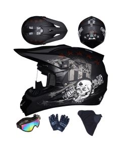 Kinder- und Jugend-Dirtbike-Helmset mit Schutzbrille, Handschuhen und Maske für Offroad-Fahrten