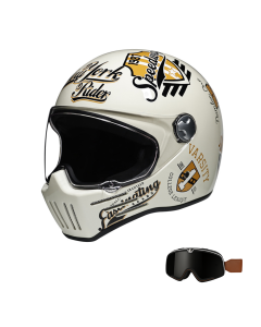 Retro-Full-Face-Motorradhelm-Set für Cruiser- und Café-Racer-Fahrten
