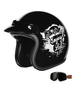 Retro-3/4-Open-Face-Motorradhelm mit Schutzbrille für Straßen- und Cruiser-Fahrten